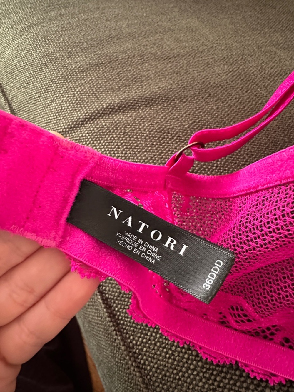 Natori Feathers Hot Pink Fuchsia Shimmer Lace Plunge T-Shirt Bra - Picture 4 of 6